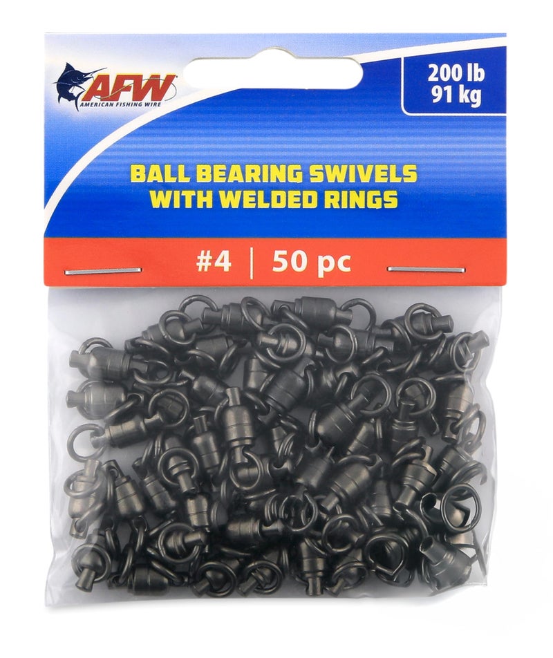 AFW Solid Brass Ball Bearing Swivels with Double Welded Rings, Size #4, 200 lb Test, Gunmetal Black, 50 pc - Image 1